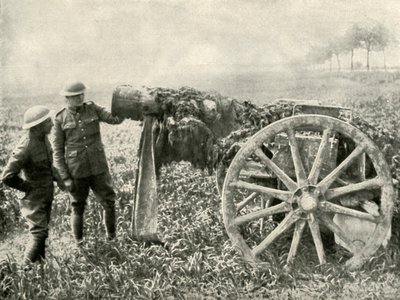 Britische Attrappenkanone im Feld, um das Feuer der Deutschen anzulocken von Unbekannt