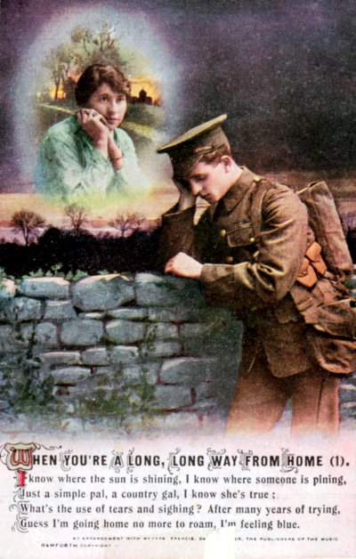 Britischer Soldat träumt von seiner Liebsten zu Hause, Erster Weltkrieg, 1914-1918 von Unbekannt