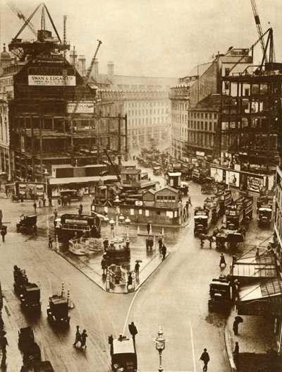 Bauarbeiten am Piccadilly Circus in London, 1926, 1935 von Unbekannt