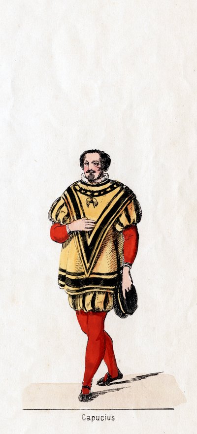 Capucius, Kostümentwurf für Shakespeares Stück, Heinrich VIII., 19. Jahrhundert von Unbekannt