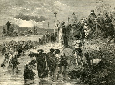 Karl der Große lässt die Sachsen in der Weser taufen, 782 n. Chr. 1890 von Unbekannt