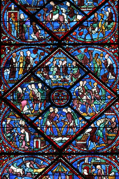 Kathedrale von Chartres: Glasfenster, Chartres, Frankreich von Unbekannt