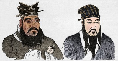 Chinesische Porträts von Konfuzius und seinem großen Anhänger Mencius, 1907 von Unbekannt