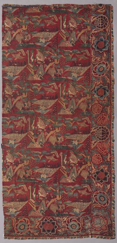Chintz-Bettdecke oder Wandbehang mit japanisch inspiriertem Muster, rechte Hälfte, erste Hälfte des 18. Jahrhunderts von Unbekannt