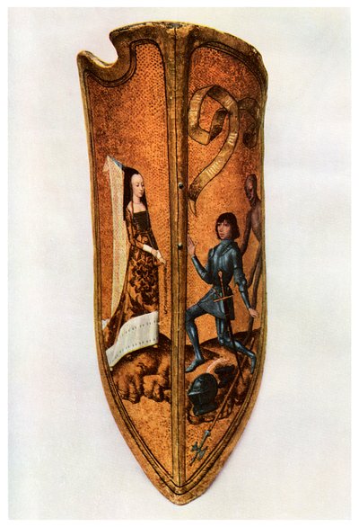 Ritterlichkeit und höfische Liebe: Flämischer Paradeschild, ca. 1400 1956 von Unbekannt