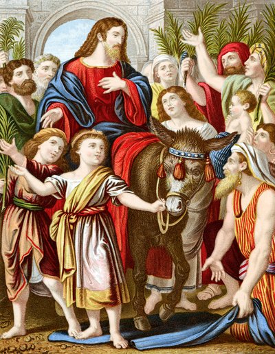 Christus reitet auf einem Esel nach Jerusalem, um 1860 von Unbekannt