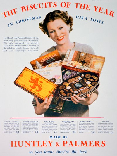 Weihnachtswerbung für Huntley und Palmers Kekse, 1935 von Unbekannt