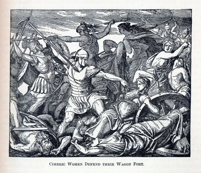 Kimbrische Frauen verteidigen ihren Wagenburg, 1882 von Unbekannt