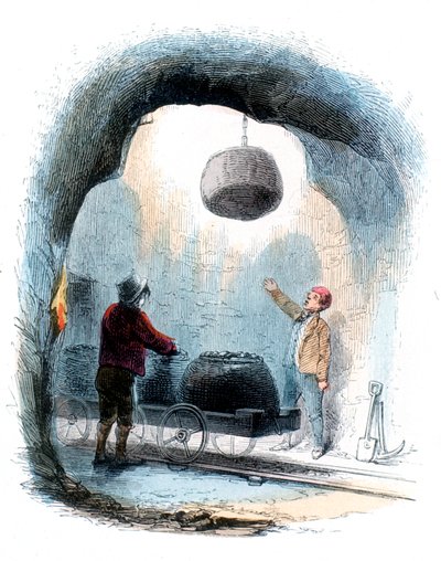 Kohlebergbau: Körbe mit Kohle an die Oberfläche eines Bergwerks schicken, 1852 von Unbekannt