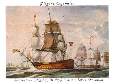 Flaggschiff Codringtons, H.M.S. Asia, vor Navarino, 1936 von Unbekannt