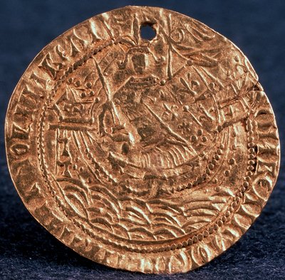 Münze Korabelnik von Zar Iwan III, Rückseite: Herrscher auf seinem Schiff von Unbekannt
