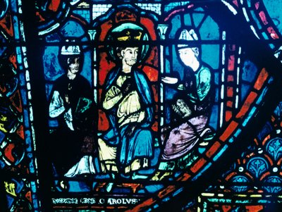 Brief von Konstantin an Karl den Großen, Buntglas, Kathedrale von Chartres, Frankreich, ca. 1225 von Unbekannt