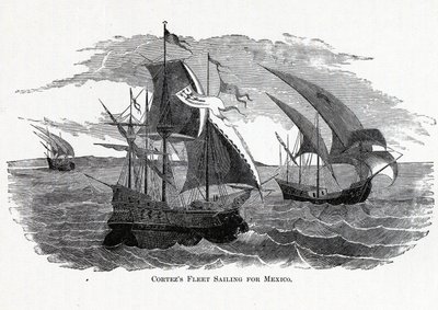Cortezs Flotte segelt nach Mexiko, 1882 von Unbekannt