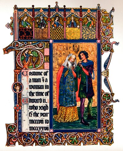 Kostüm eines Mannes und einer Frau zur Zeit von Edward II., 1909 von Unbekannt