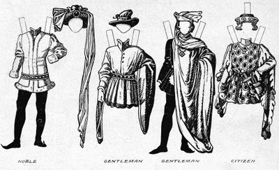 Kostüme von Männern und Frauen aus der Zeit der Herrschaft Heinrichs V., ca. 1934 von Unbekannt