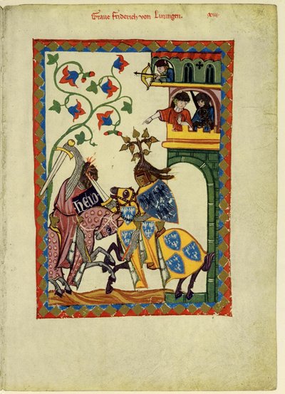 Graf Friedrich II. von Leiningen aus dem Codex Manesse, zwischen 1305 und 1340 von Unbekannt
