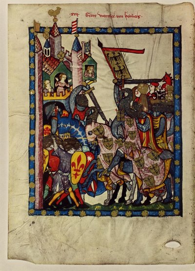 Graf Wernher von Homberg aus dem Codex Manesse, zwischen 1305 und 1340 von Unbekannt