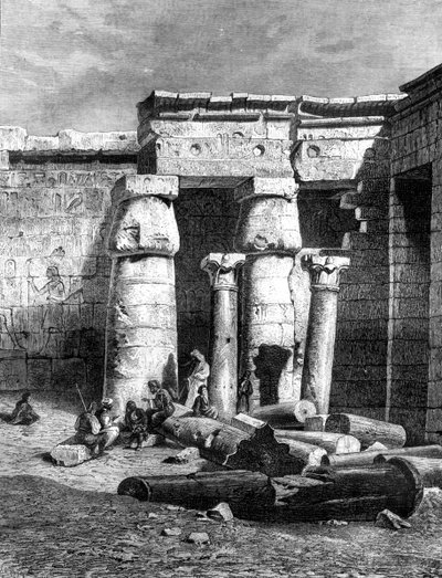 Hof mit Überresten einer christlichen Kirche, Medinet-Habou von Unbekannt