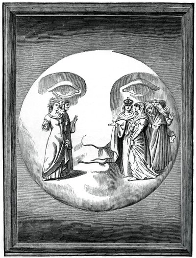 Dante und Beatrice auf den Mond transportiert, 16. Jahrhundert, 1870 von Unbekannt