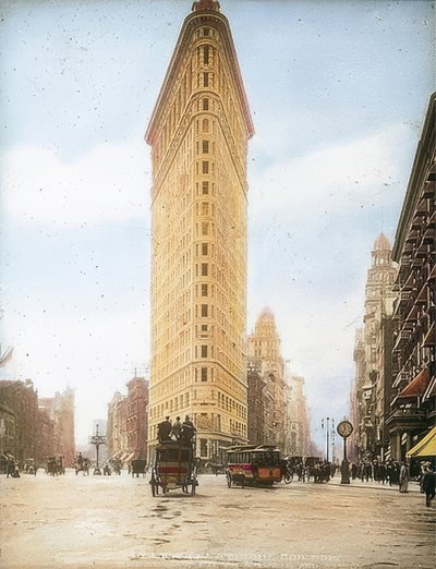 Das Flatiron Building (Fuller Building). Eines der ältesten Hochhäuser in New York von Unbekannt