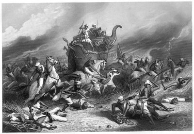 Niederlage der Peishwa-Armee vor Jhansi durch General Rose, 1. April 1858, ca. 1860 von Unbekannt