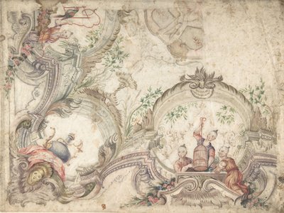Entwurf für eine Deckendekoration mit Chinoiserien, 1725-75 von Unbekannt
