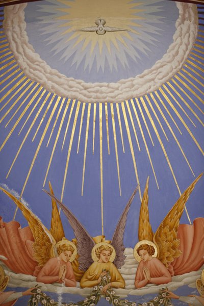 Detail eines Freskos in der Visitationkirche in Ein Kerem: Engel, Ein Kerem, Israel von Unbekannt