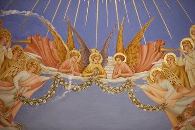 Detail eines Freskos in der Heimsuchungskirche in Ein Kerem: Engel, Ein Kerem, Israel von Unbekannt