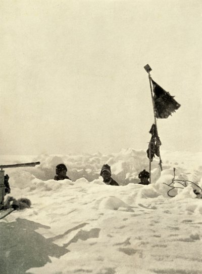 Graben zur Bestimmung der Schneetiefe über einem Depot, um 1908, 1909 von Unbekannt
