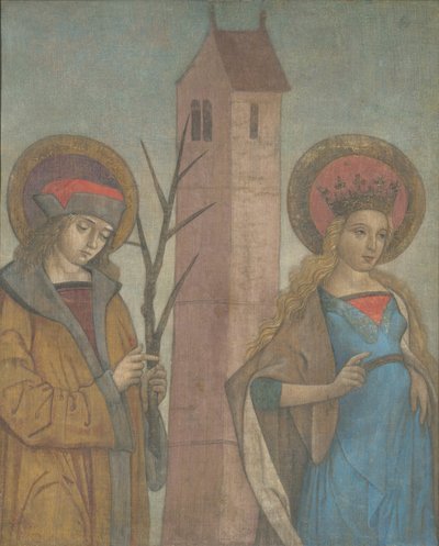 Diptychon der Heiligen Achatius, Barbara, Apollonia und Sebald, ca. 1490 von Unbekannt