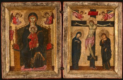 Diptychon der thronenden Jungfrau mit Kind und der Kreuzigung, 1275-85 von Unbekannt