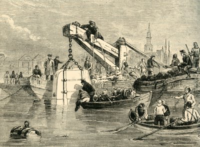 Taucherglocke, verwendet beim Bau des Themsetunnels, um 1878 von Unbekannt