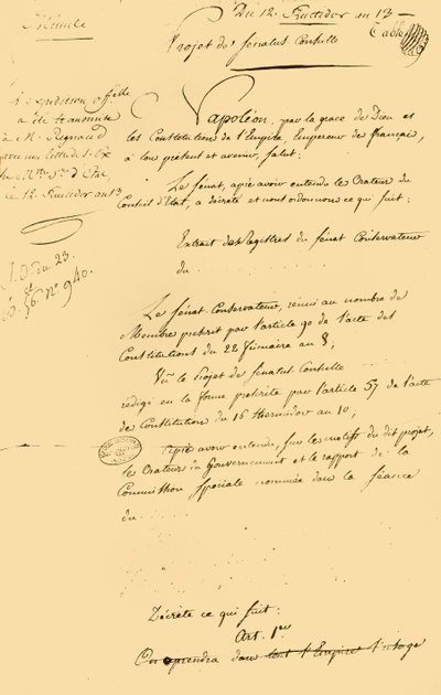 Entwurf der...Wiederherstellung des gregorianischen Kalenders, 29. August 1805, 1921 von Unbekannt