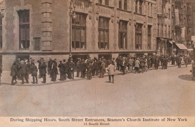 Während der Versandzeiten, South Street Eingänge, Seamens Church Institute of New York, um 1888 von Unbekannt