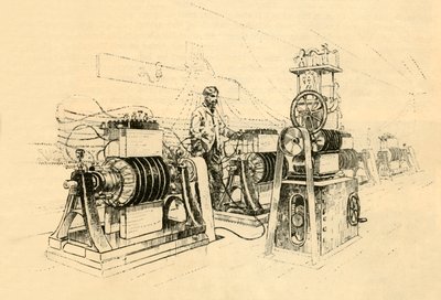 Dynamo-Elektromaschinen, betrieben durch Dampf und erzeugen Magneto-Elektrizität, 1882 von Unbekannt