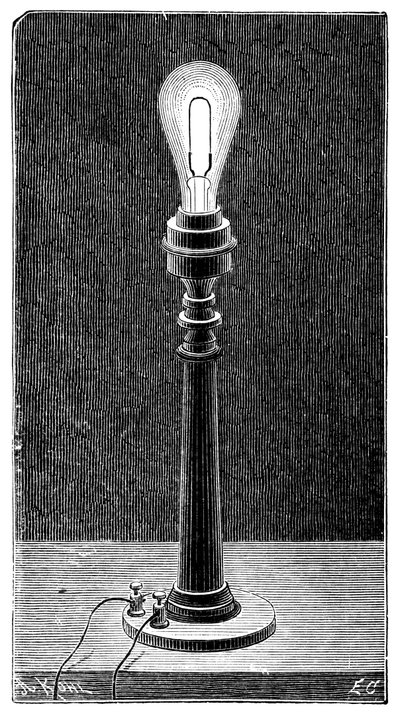 Edisons Glühlampe in einer Tischlampenfassung, 1891 von Unbekannt