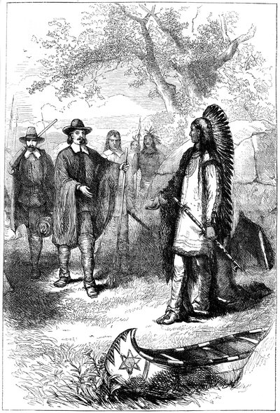 Edward Winslows Besuch bei Massasoit, 17. Jahrhundert um 1880 von Unbekannt
