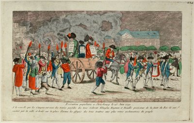 Verbrennung der Effigie von Klinglin, Heymann und Bouille am 25. Juni 1791 in Straßburg, 1791 von Unbekannt
