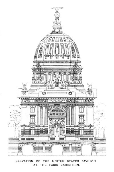 Ansicht des Pavillons der Vereinigten Staaten auf der Pariser Ausstellung, 1900 von Unbekannt