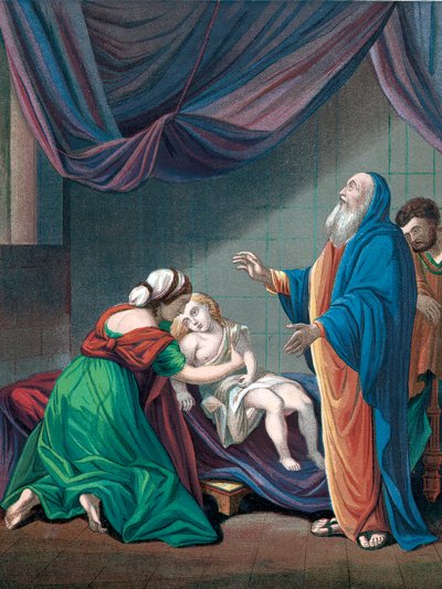 Elija, Prophet des Alten Testaments, erweckt den Sohn der Witwe von den Toten, um 1860 von Unbekannt