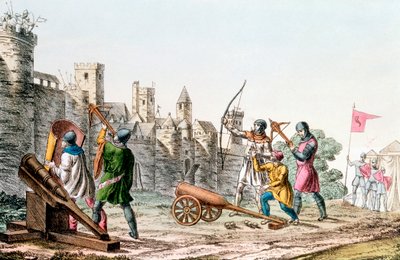 Englische Truppen greifen eine französische Stadt an, Hundertjähriger Krieg, 1337-1453, ca. 1830 von Unbekannt
