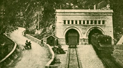 Eingang des Simplontunnels, 12,12 Meilen lang, verbindet die Schweiz und Italien, um 1930 von Unbekannt