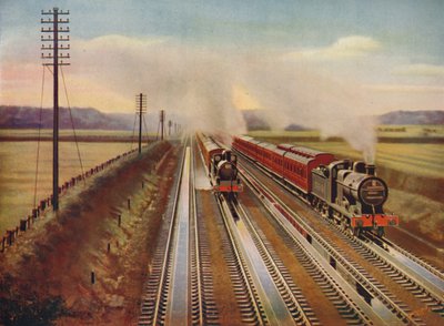 Ausflugszüge nach Blackpool nehmen Wasser von den Kirkham-Gleiströgen, 1926 von Unbekannt