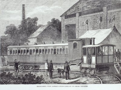 Experimente mit Fairlies Dampfwagen für kurze Strecken, August 1869 von Unbekannt