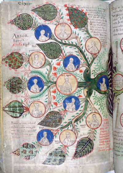 Stammbaum, eine Seite aus Liber Floridus, 12. Jahrhundert von Unbekannt