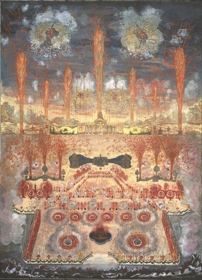 Feuerwerk und Beleuchtung am 16. Juni 1744 in Moskau, Mitte des 18. Jahrhunderts von Unbekannt