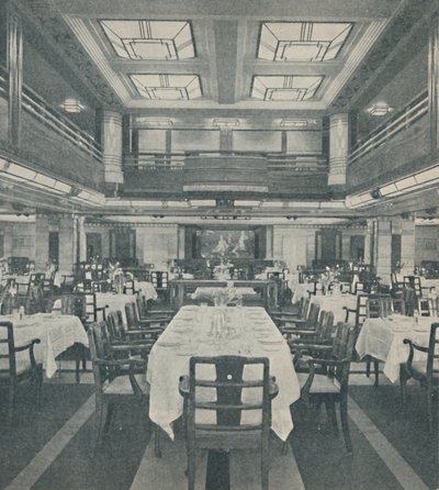 Erste-Klasse Speisesaal in der Queen of Bermuda, 1937 von Unbekannt