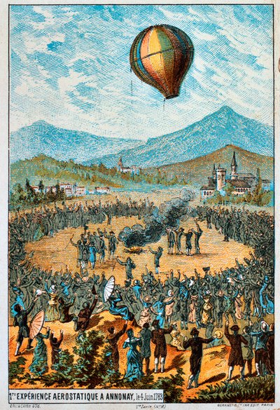 Erster Testflug eines Heißluftballons in Annonay, Frankreich, 4. Juni 1783, 1890er Jahre von Unbekannt