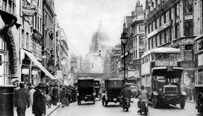 Fleet Street, gesehen von gegenüber dem Salisbury Court, London, 1926-1927 von Unbekannt