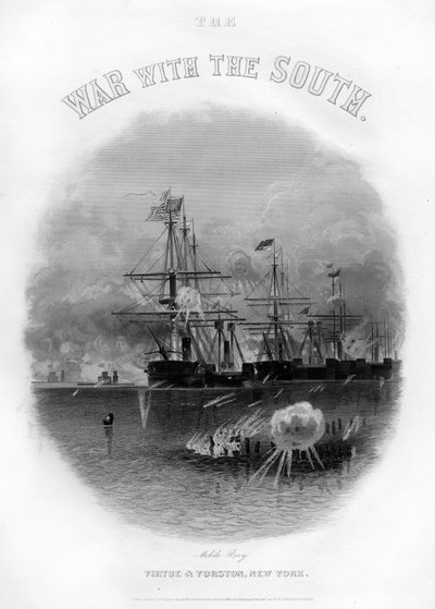 Flotte passiert das Fort und die Hindernisse, Schlacht von Mobile Bay, 5. August 1864, 1862-1867 von Unbekannt